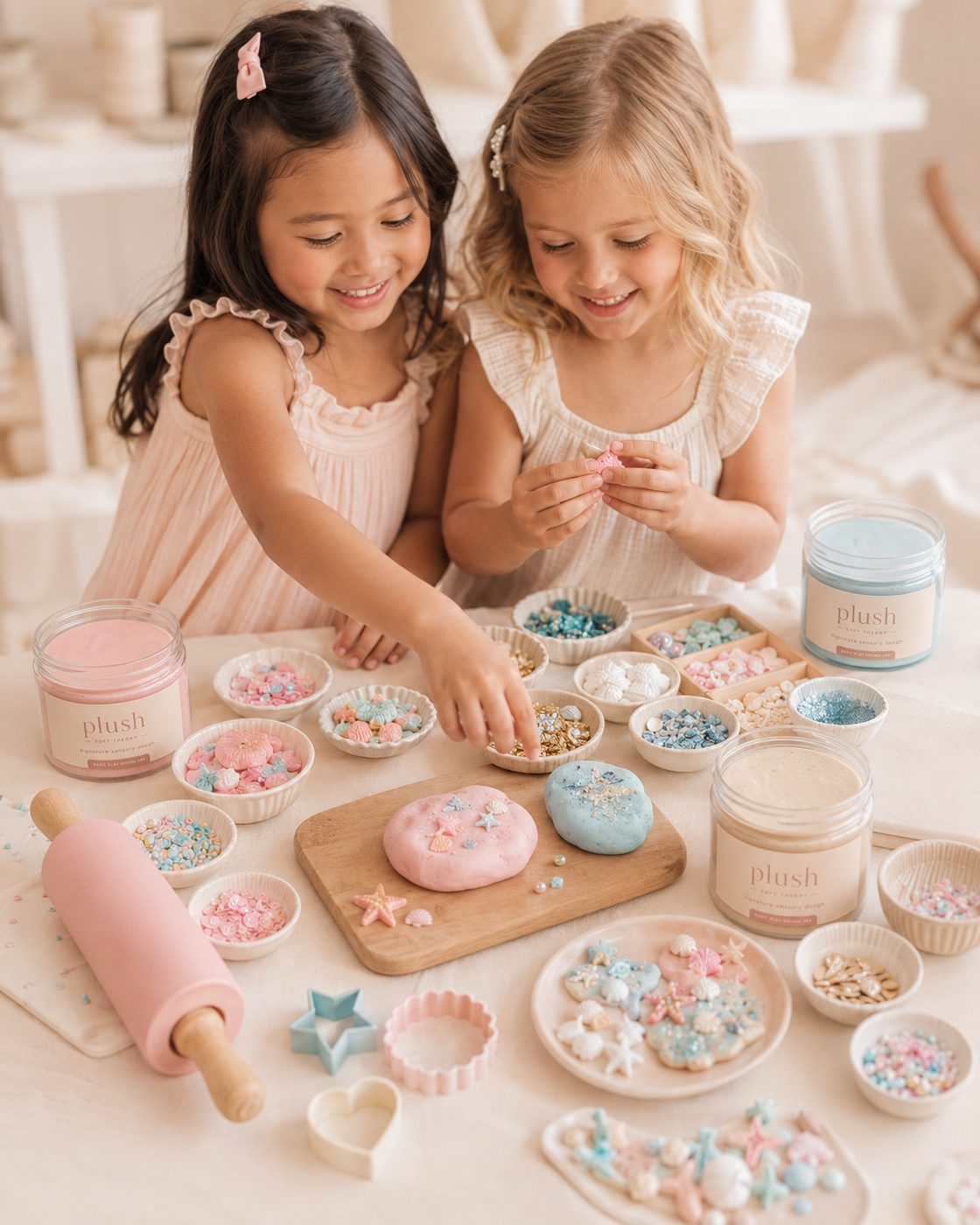 Dad and son with Plush Soft Theory dough